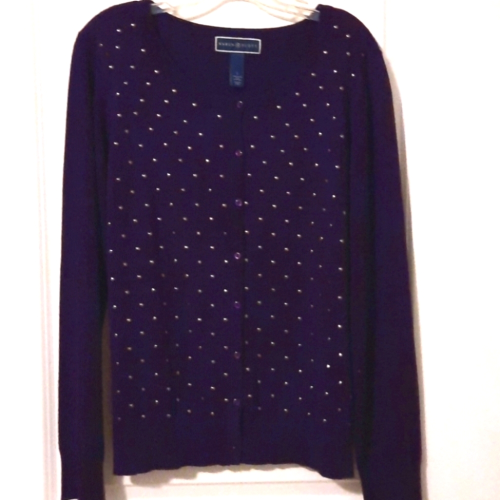 Karen Scott Purple Cardigan